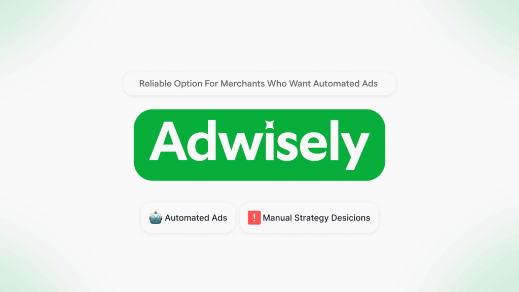 Adwisely logo shown as an automated ad option in a comparison of Shopify Facebook ads automation tools.